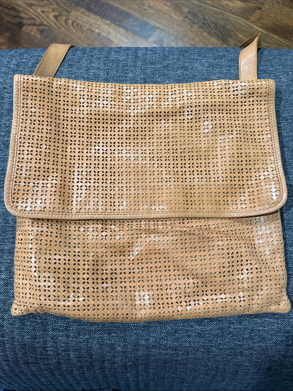 HOBO Perforated Tan Leather Shoulder Bag